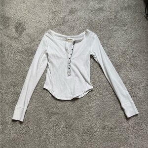 Free People White Long Sleeve Women's Top